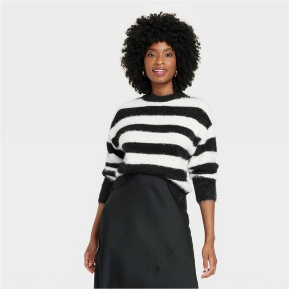 a new day Sweaters - A new day Women's Long Sleeve Striped Crewneck Pullover Sweater